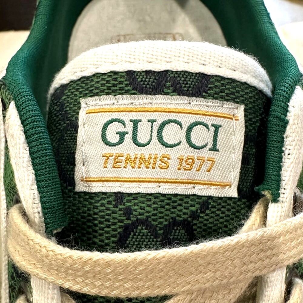 GUCCI NEW Women's US Size 10 Tennis 1977 GG Logo Green Canvas Low-Top Sneakers - Picture 6 of 12